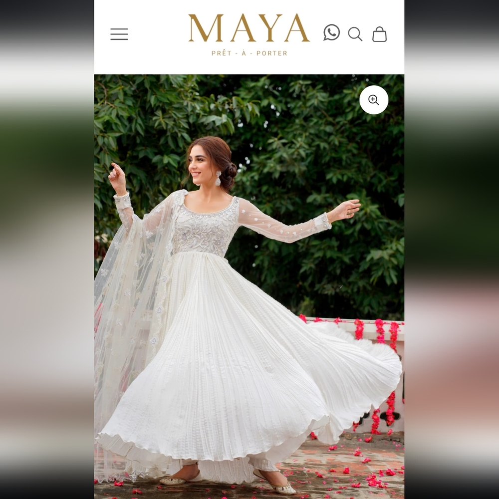 Maya Pret White CHANDNI Pishwas Anarkali - XL 46" - NEVER WORN